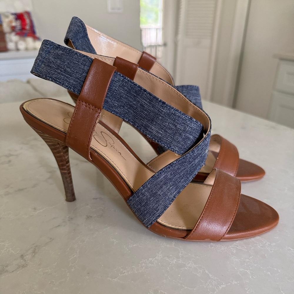 Stylish Brown and Blue Heels